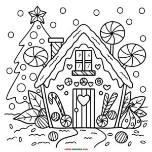 Coloriage de village de Noël à imprimer en format A4 gratuit