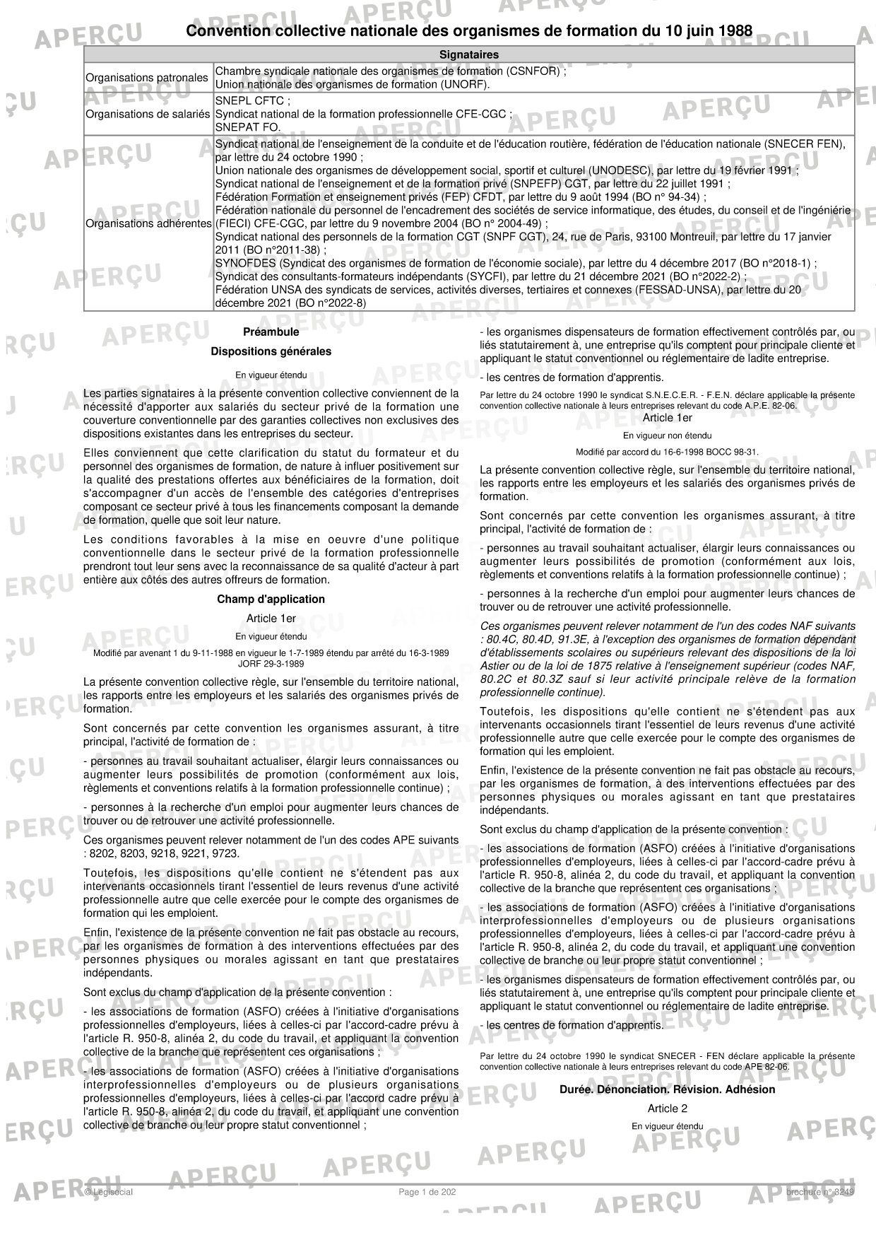 Détail de la convention IDCC 1516