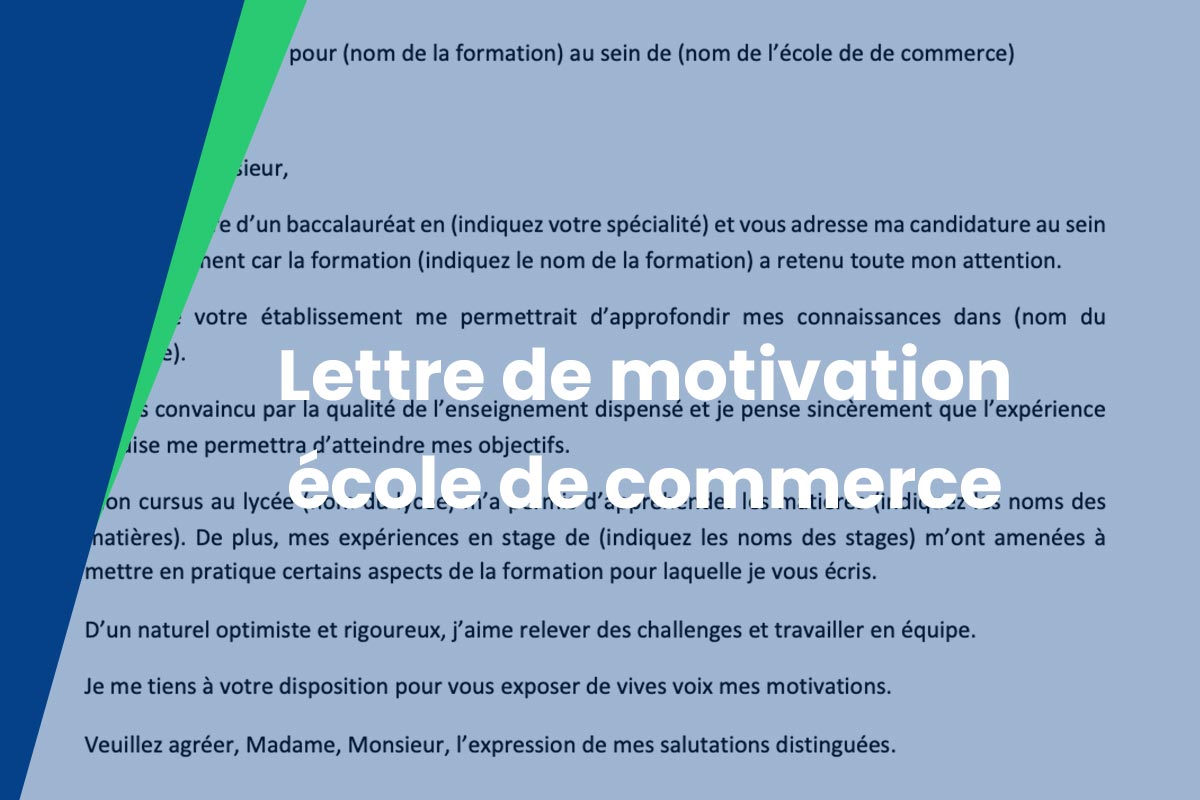 Exemple de lettre de motivation pour une école de commerce