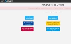 Interface de connexion à l'ENT Netocentre utilisée par les établissements de la région Centre-Val de Loire