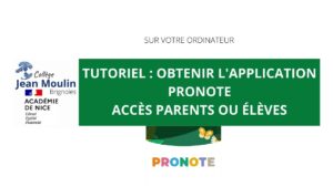 Interface de connexion à Pronote du collège Jean Moulin avec tutoriel visuel